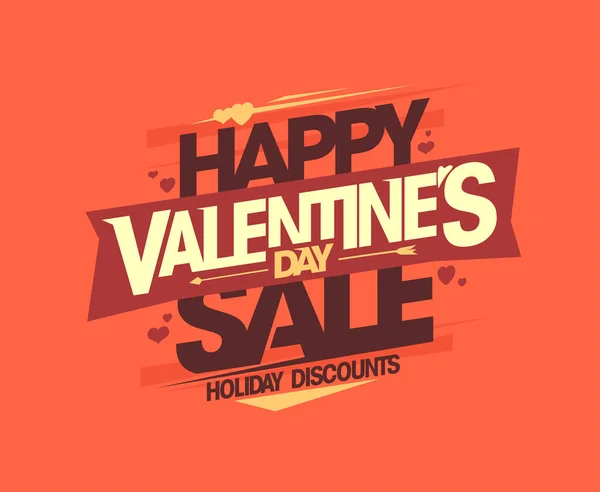 Happy Valentine Day Sale Holiday Discounts Vector Web Banner Mockup — Stock Vector