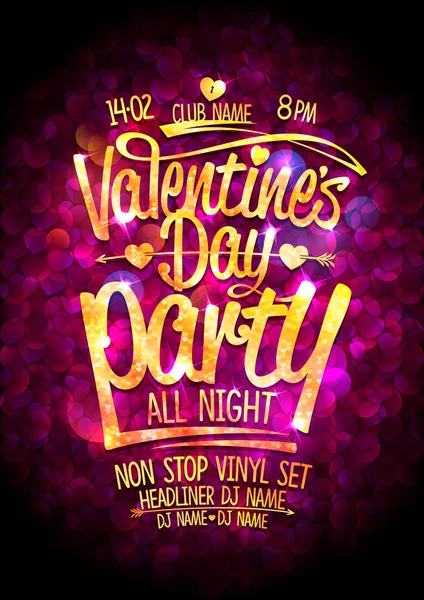 Valentine Day Party Vector Poster Flyer Web Banner Design Template — Stock Vector