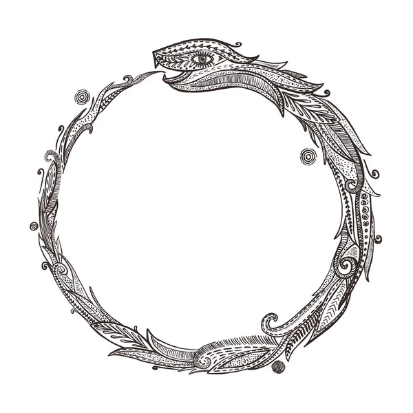 Уроборос Графический Векторный Символ Логотип Змея Ест Свой Собственный Хвост — стоковый вектор