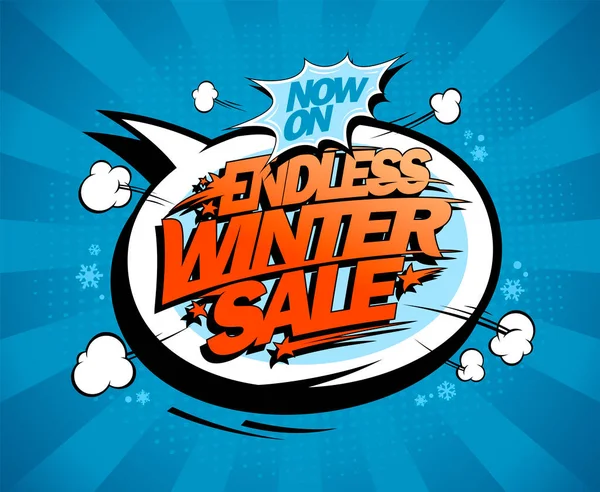 Ατελείωτη Πώληση Χειμώνα Εποχιακή Διαφήμιση Αφίσα Web Banner Πρότυπο Κόμικ — Διανυσματικό Αρχείο