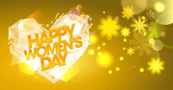 Happy Women Day Card Oder Web Banner Vorlage Mit Herzförmigen — Stockvektor