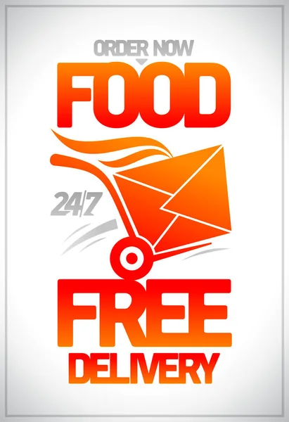 Fast Free Food Delivery Vector Banner Flyer Fast Food Box — Stock Vector