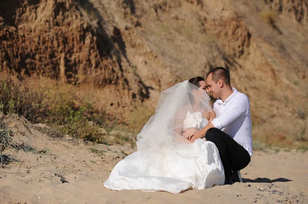 若い大人の結婚式抱擁カップル屋外写真 — ストック写真