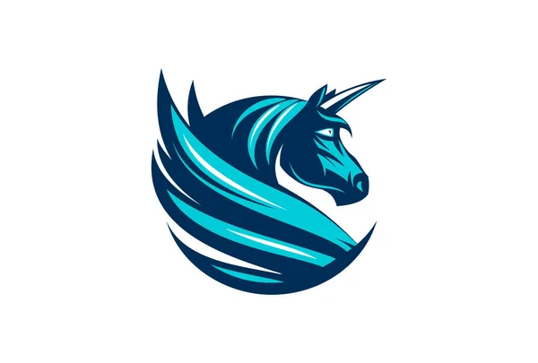 Concepto Logotipo Perfil Cabeza Unicornio Unicornio Con Alas Plantilla Símbolo — Vector de stock