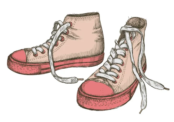 Grafische Schets Illustratie Van Sneakers Handgetekende Vector Sneakers Schoenen Schets — Stockvector