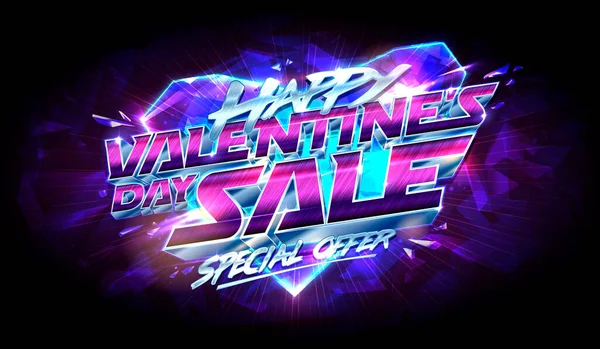 Happy Valentine Day Sale Web Banner Template Προβολή Διαφημιστικής Αφίσας — Διανυσματικό Αρχείο