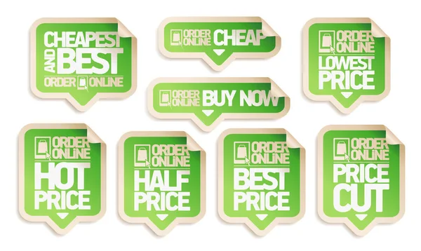 Παραγγείλετε Online Vector Price Tag Sale Stickers Set Φθηνότερα Και — Διανυσματικό Αρχείο