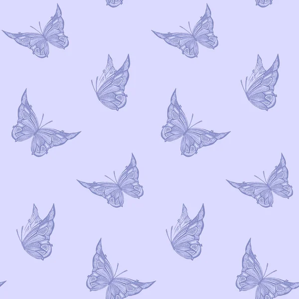 Bezešvé Vzor Létající Motýly Grafický Vektor Pozadí Velmi Peri Módní — Stockový vektor