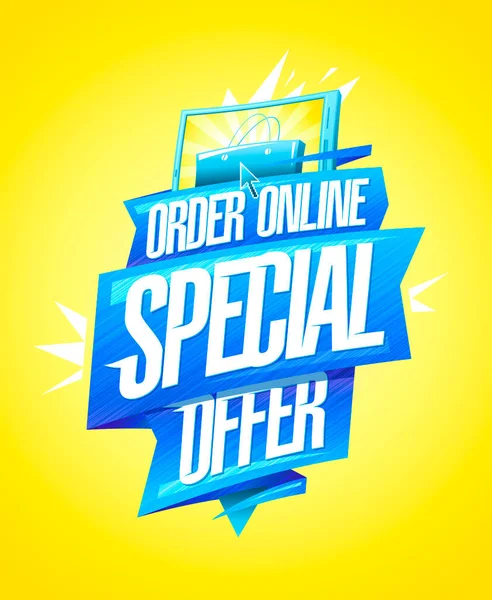 Orden Línea Oferta Especial Vector Web Banner Diseño Con Teléfono — Vector de stock