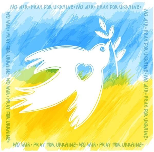 우크라이나 국기가 평화의 상징인 비둘기 백성을 기도하라 — 스톡 벡터
