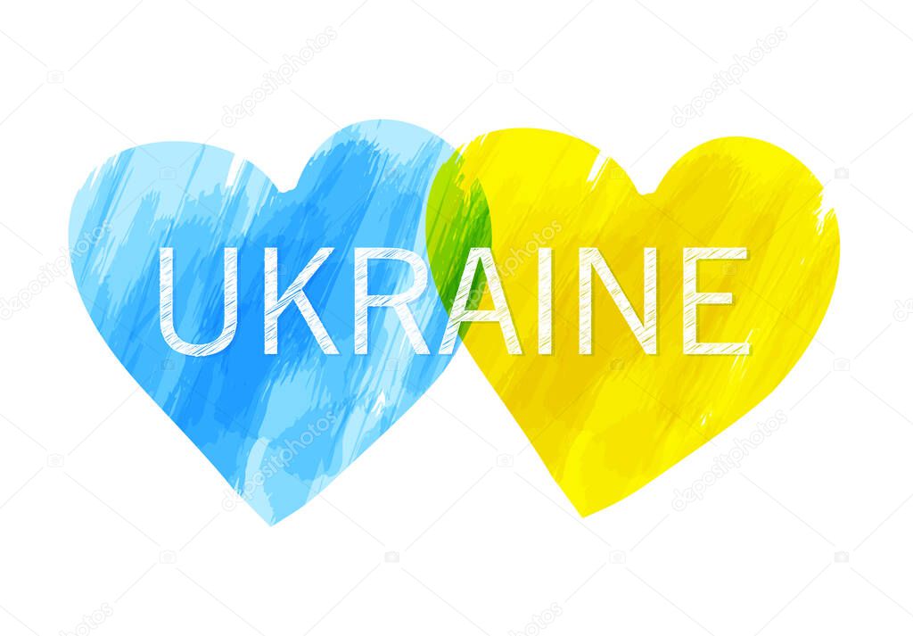 Blue and yellow heart, peace symbol with Ukrainian colors. Pray for our people. Please.