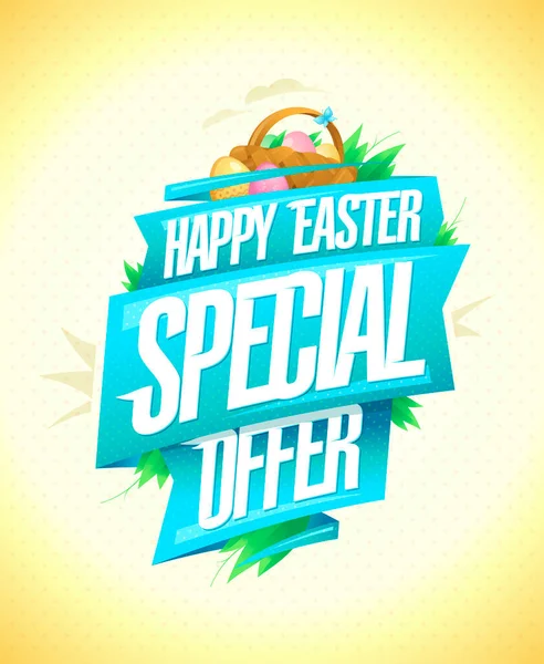 Happy Easter Special Offer Sale Poster Web Banner Holiday Design — Stock Vector