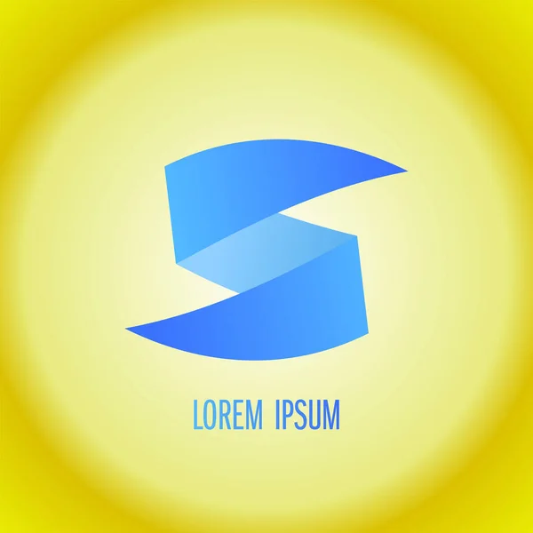 3D黄色の文字S 青と黄色のロゴデザイン — ストックベクタ