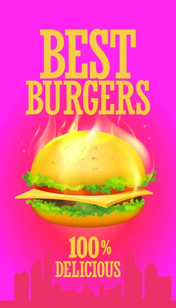 Meilleure Couverture Menu Hamburgers Maquette Vectorielle Conception Bannière Avec Symbole — Image vectorielle