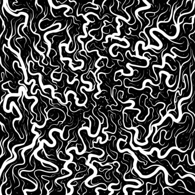 El çizimi soyut siyah beyaz grafik vektör sanat arka planı çatlaklarla