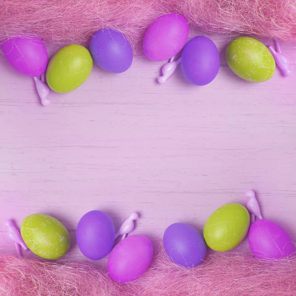Plantilla Fondo Borde Pascua Con Huevos Colores Espacio Copia Para —  Fotos de Stock