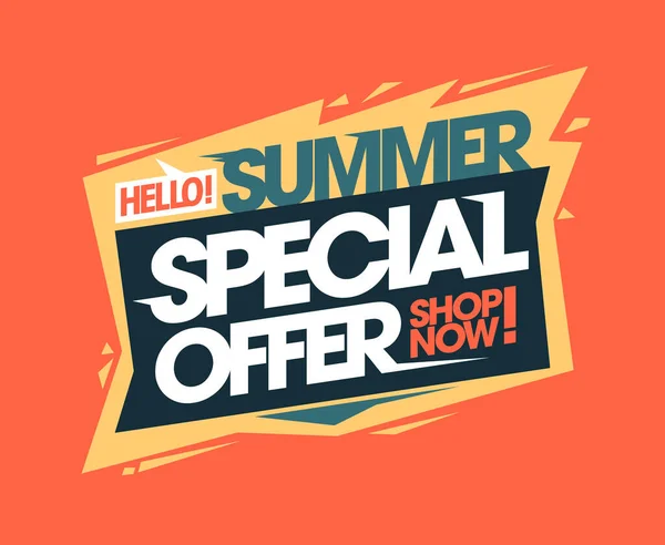 Hello Summer Special Offer Sale Vector Web Banner Poster Mockup — Vector de stock