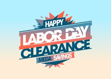 Labor day clearance mega savings - sale vector holiday web banner design mockup clipart