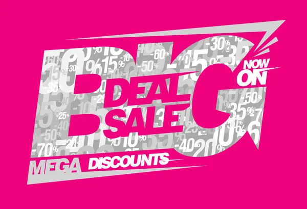 Big Deal Sale Mega Discounts Vector Poster Template — Vector de stock