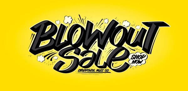 Blowout Prodej Vektor Web Banner Mockup Ručně Kreslené Písmo — Stockový vektor