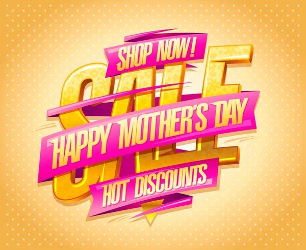 Happy Mother Day Sale Web Banner Hot Discounts Shop Now — Vector de stock