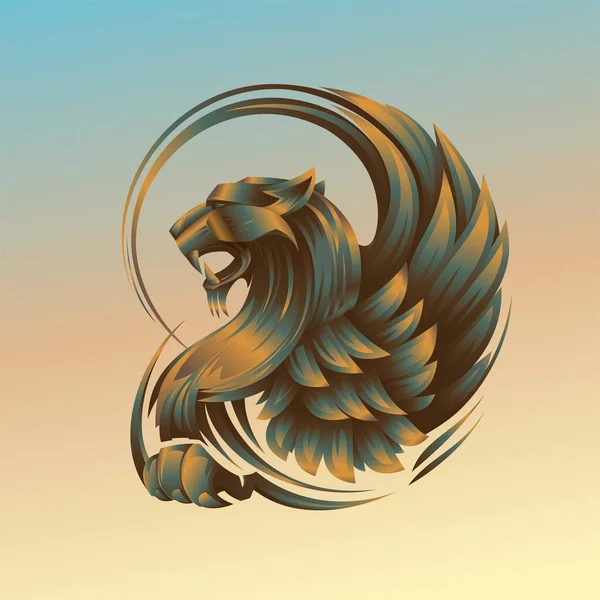 Griffin Profile Portrait Vector Symbol — ストックベクタ