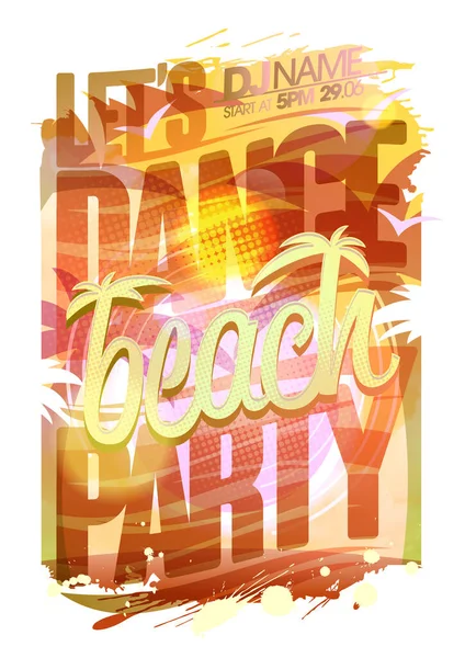 Beach Party Invitation Web Banner Flyer Poster Design Template — Stock Vector