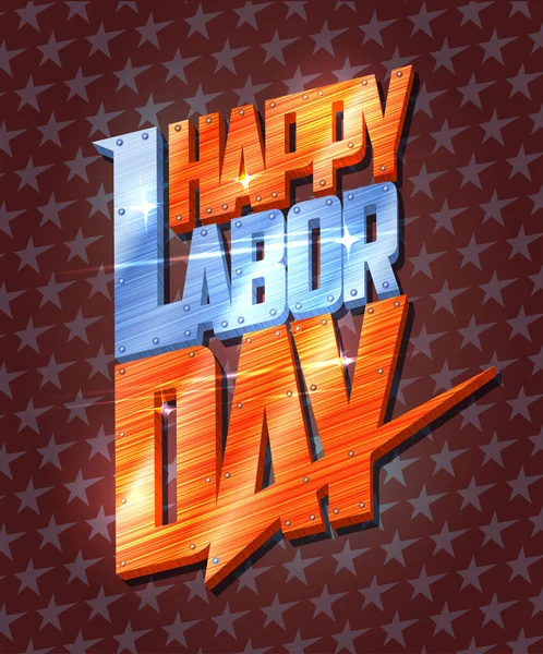 Happy Labor Day Card Poster Design Template Lettering — Vector de stock