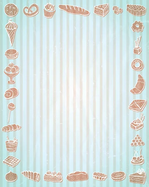 Vector Empty Space List Baked Goods Frame Doodle Style Hand — Stockvector