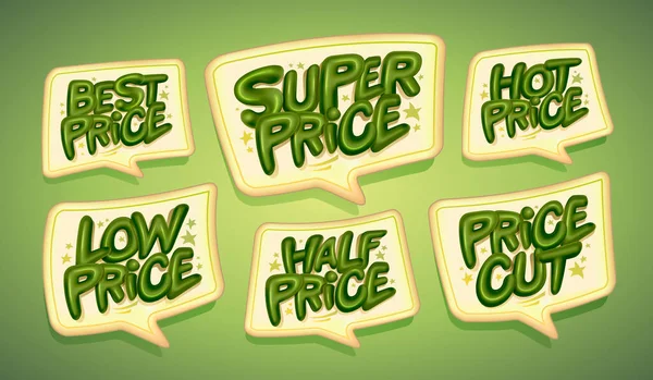 最佳价格 超级价格 热点价格等 广告销售语音泡沫矢量符号集 — 图库矢量图片