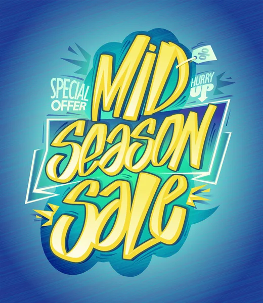 Mid Season Sale Special Offer Vector Web Banner Poster Lettering — 스톡 벡터