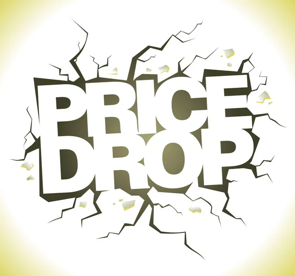 Price Drop Banner Sale Lettering Vector Banner Cracks — Stock Vector