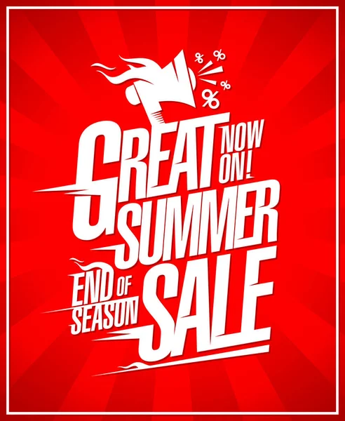 Great Summer Sale Now End Season Discounts Web Banner Template — Stock Vector