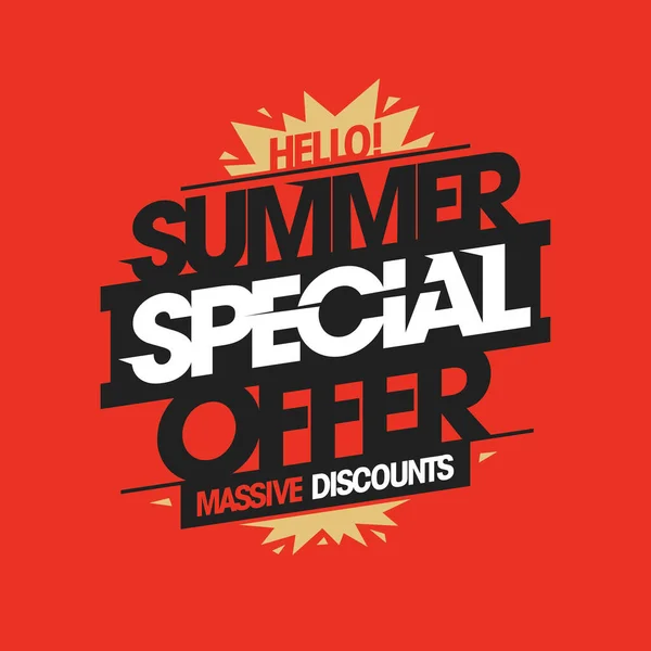 Summer Special Offer Massive Discounts Summer Sale Vector Flyer Poster — Stock Vector