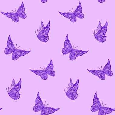 Uçan kelebekli kusursuz desen, sanat vektörü arka planı