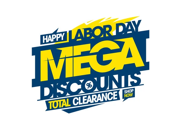 Labor Day Mega Sconti Totale Liquidazione Vendita Vettore Vacanza Web — Vettoriale Stock