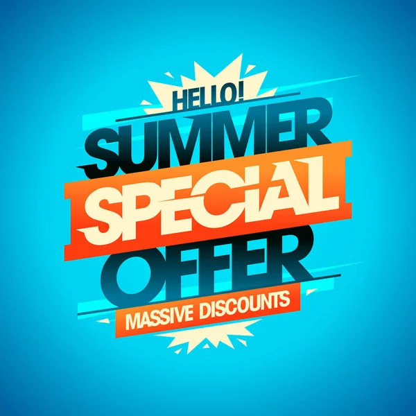 Summer Special Offer Massive Discounts Summer Sale Vector Web Banner — Stock Vector