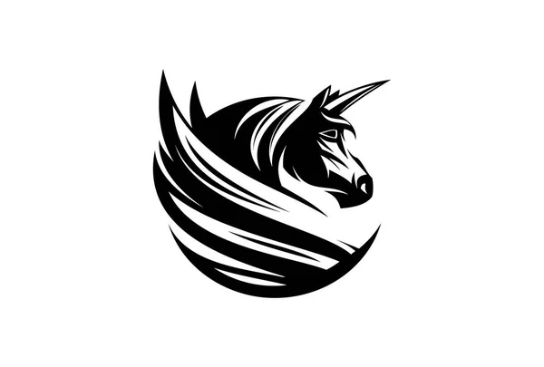 Diseño Tatuaje Estilo Trible Cabeza Unicornio Unicornio Con Símbolo Vector — Vector de stock