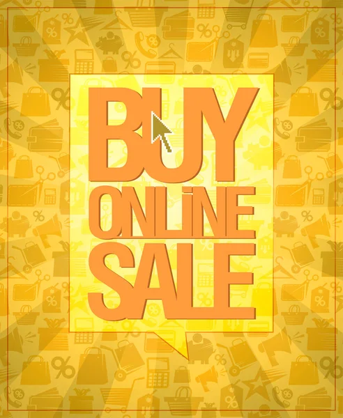 Koop Online Sale Vector Web Banner Sjabloon Met Shopping Symbolen — Stockvector