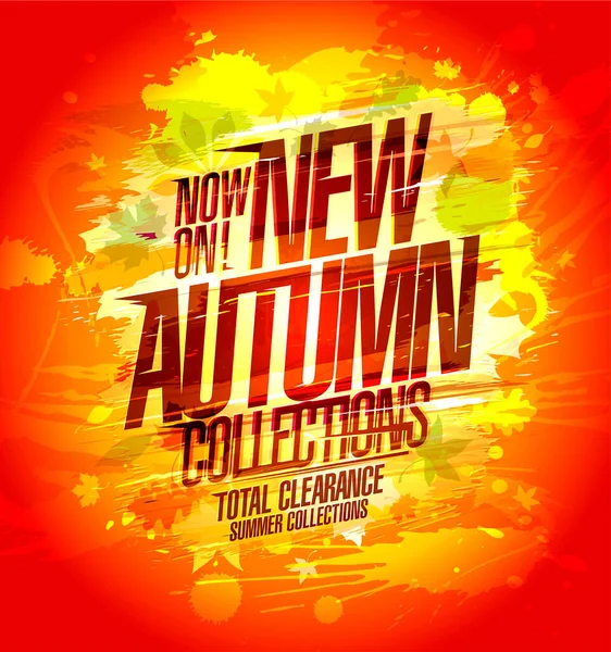 New Autumn Collections Now Vector Web Banner Design Golden Splash — Stock vektor