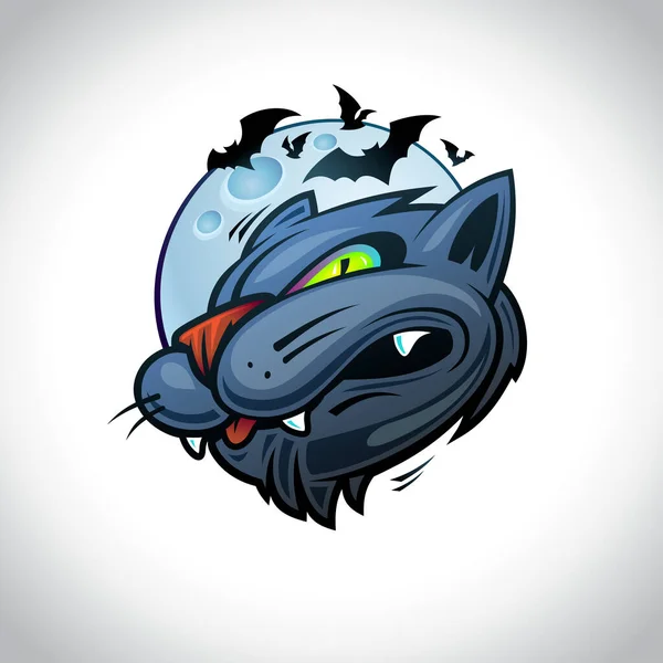 Angry Cat Vector Logo Design Infographic Pictogram Tee Print Backdrop — Archivo Imágenes Vectoriales