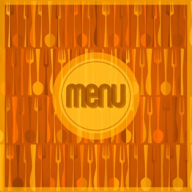 Modern restoran veya kafe menüsü çatal bıçaklı siluetler, ılık sonbahar renkleri