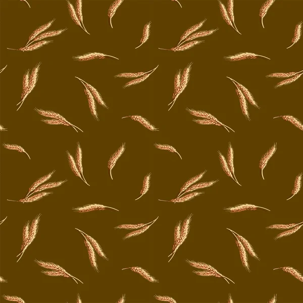 Wheat Ears Seamless Pattern Hand Drawn Sketch Backdrop — Archivo Imágenes Vectoriales