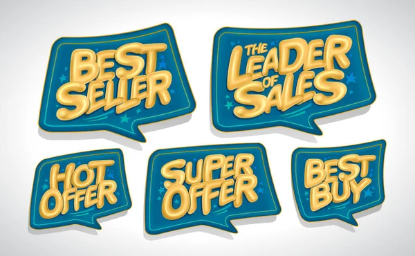 Best Seller Leader Sales Hot Offer Super Offer Best Buy — Archivo Imágenes Vectoriales