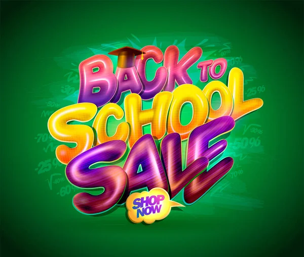 Back School Sale Web Banner Flyer Vector Design Template Glossy — 스톡 벡터