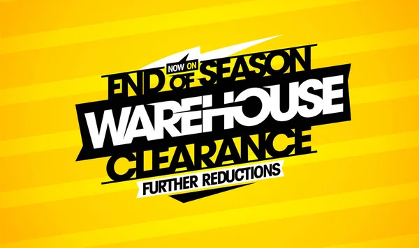 End Season Warehouse Clearance Further Reductions Sale Web Banner Flyer — Stockový vektor