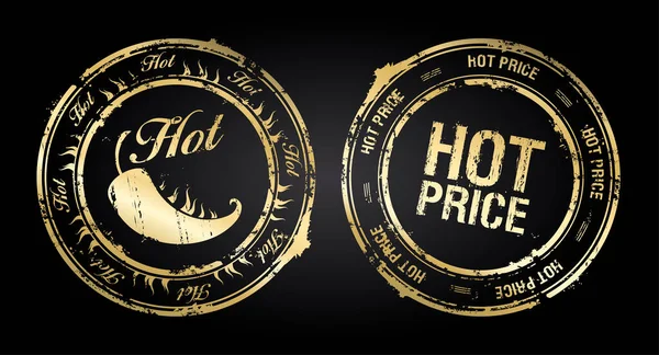 Hot Hot Price Vector Rubber Stamps Golden Imprints Set — Stock vektor