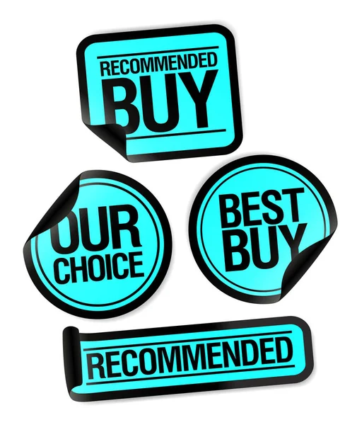 Recommended Buy Our Choice Best Buy Vector Stickers Collection — Archivo Imágenes Vectoriales