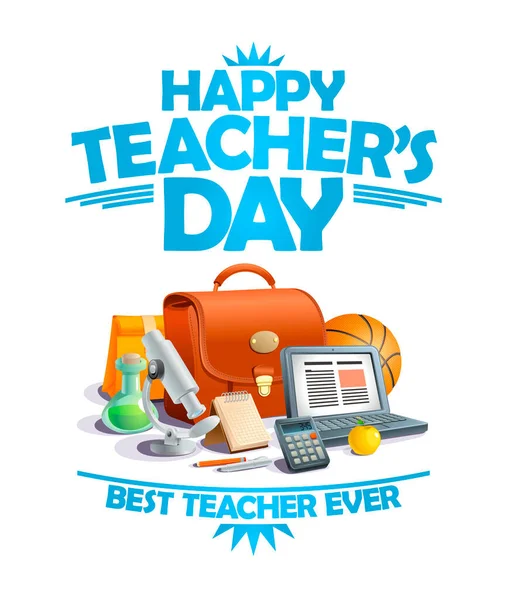 Happy Teacher Day Card Web Banner Design Template Best Teacher — Stok Vektör