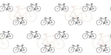 Vector seamless graphic style pattern with bicycles